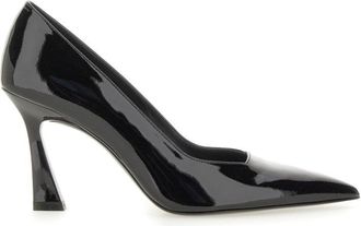 Stuart Weitzman Black Patent Leather Pumps With Flared 8.5 Cm Heel