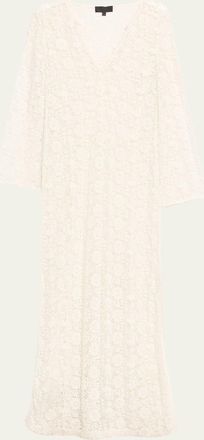Nili Lotan Della Floral Crochet Knit Long-Sleeve Maxi Dress