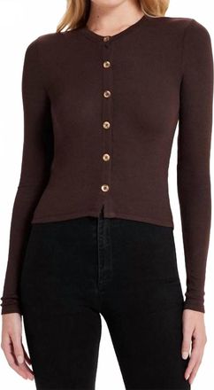Goldie London Crop Long Sleeve Cardigan In Coffee