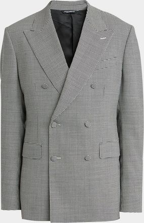 Dolce & Gabbana Mens Micro-Houndstooth Double-Breasted Sport Coat