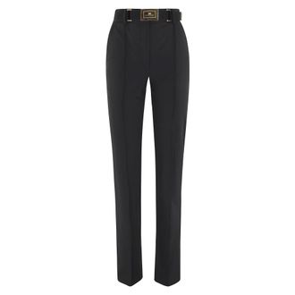 Elisabetta Franchi Slim-fit Trousers, female, Black, Size: M Trousers in technical bi-elastic fabric with belt