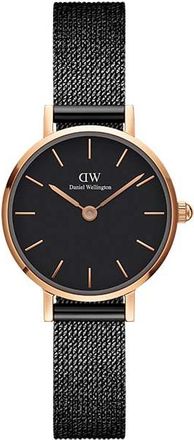 Daniel Wellington Womens DW00100441 Ladies Petite Black Ashfield Rose Gold 24mm Watch - One Size
