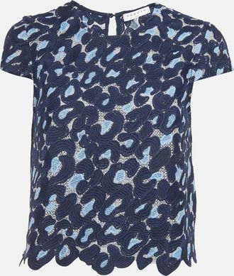 Sandro Navy Blue Lace Crop Top