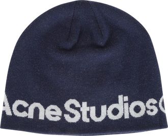 Acne Studios Kort Sport Beanie - Dames - Hoeden - Blauw - ONE Size - Wol - Accessoires