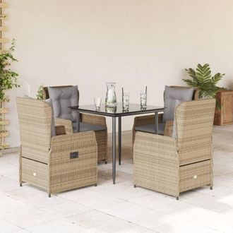 vidaXL Set Comedor De Jard&iacute;n 5 Pzas Con Cojines Rat&aacute;n Sint&eacute;tico Beige Vidaxl