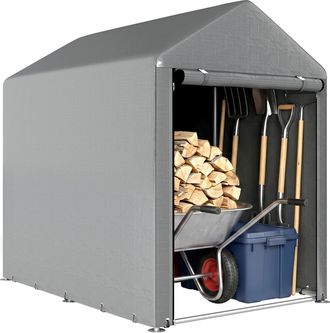 OEM Carpa De Jard&iacute;n Para Bicicletas 1,2x1,8x1,65 M Con 2 Habitaciones Puerta Con Cremallera Impermeable Anti-uv Gris Claro
