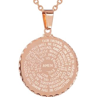 Steeltime 18k Rose Gold Plated Lords Prayer Pendant Necklace at Nordstrom Rack