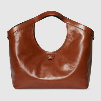 Gucci Giglio Large Tote Bag, Bordeaux, Leather