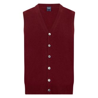Fedeli Truien & Vesten, Heren, Rood, S, Kasjmier, Mouweloze Cardigan met V-hals
