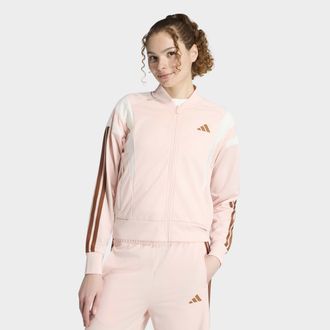 adidas Sweatjacke ADIDAS SPORTSWEAR 3S FASHION TRACK, Damen, Gr. XXL, blush pink, dusky bronze, Obermaterial: 100% Polyester, normal, angesetztes B&uuml;ndchen, S