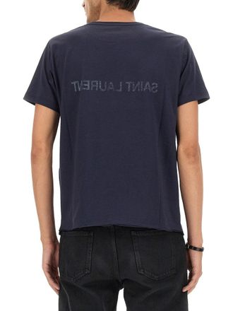 Saint Laurent Inverted Logo T-Shirt - Blue