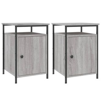 vidaXL Vidaxl - Mesitas De Noche 2 Uds Madera Contrachapada Gris 40x42x60 Cm