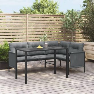 Berkfield Home Garden Dining Table Anthracite 110x54x70 cm Steel in Black | Size: 110 x 54 x 70 cm