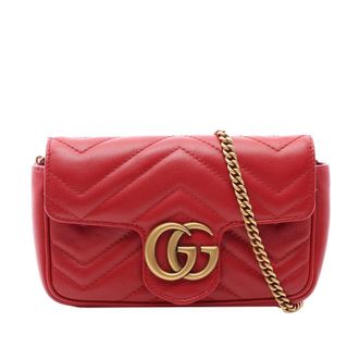 Gucci Pre-owned Gucci Mini GG Marmont Matelasse Leather Flap Crossbody Ladies GBJ3VP0XV6VXMKBG