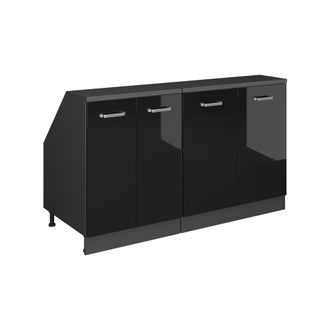 Vicco Conjunto De Armarios Para Techo Inclinado Rion, Negro Brillo Intenso, 140 Cm Lote De 2 Carcasas De Armario 60 Cm De Profundidad, Vicco