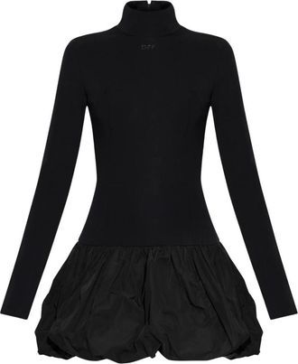 Off-white Jurk met uitlopende zoom - Dames - Korte kleedjes - Zwart - M - Kleedjes