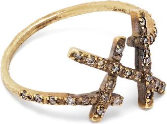 Isamu Noguchi Anello in oro bianco 14 carati con diamanti