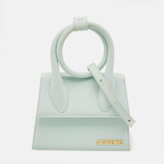 Jacquemus Le Chiquito Noeud Light Blue Nubuck Leather Top Handle Bag