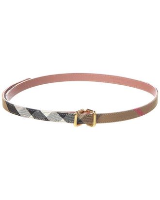 Burberry Check Canvas & Leather Belt