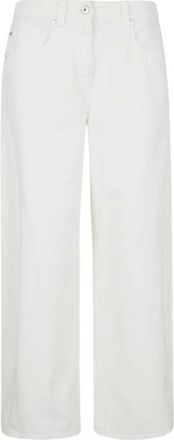 Brunello Cucinelli Brunello Cucinelli, Wide Trousers, female, White, Size: S Wide Trousers