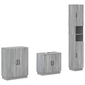 vidaXL Juego De Armarios De Ba&ntilde;o De 3 Piezas Hoorn Sonoma Gris Vidaxl
