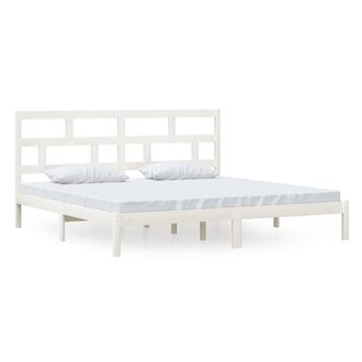 Berkfield Home Bed Frame White Solid Wood Pine 200x200 cm
