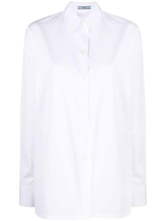 Prada long-sleeved button-up shirt - women - Cotton - 44 - White
