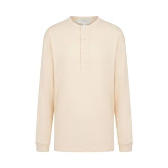 STUDIO NICHOLSON Sweatshirts, female, Beige, Size: XL Rutas Henley Long Sleeve Top