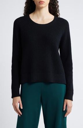 Eileen Fisher Crewneck Organic Cotton & Recycled Cashmere Sweater in Black at Nordstrom Rack, Size X-Large