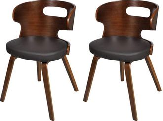 vidaXL Vidaxl - Sillas de comedor 2 unidades cuero sintético marrón