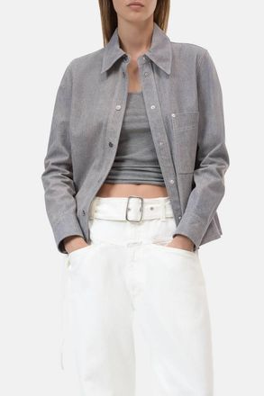 Closed Slim Leather Jacket In Eclipse Blue