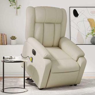 vidaXL Vidaxl - Sill&oacute;n De Masaje Elevable El&eacute;ctrico Cuero Sint&eacute;tico Crema
