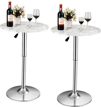 Costway 2Pcs Modern Bar Table Multifunctional Round Pub Table-White