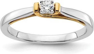 Diamond2Deal 14k Two-tone Lab Grown Diamond Engagement Ring 0.12Ct Clarity- VS Color- G-H