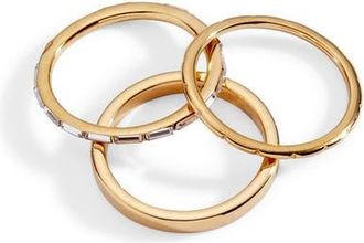 Alex and Ani Baguette Stacking Ring Set of 3 in Gold at Nordstrom, Size 7