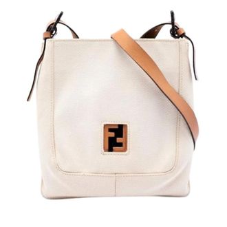 Fendi Pre-owned Cross Body Bags, female, White, Size: ONE SIZE Pre-owned Canvas Crossbody Bag