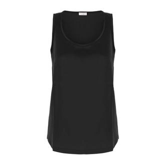 Brunello Cucinelli Brunello Cucinelli, Sleeveless Tops, female, Black, Size: S Embellished Satin Tank Top