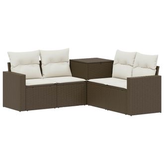 vidaXL Set Di Divani 5 Pz Marrone E Bianco Crema Vidaxl