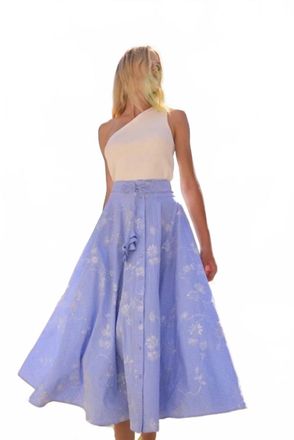 Hunter Bell Thistle Embroidered Midi Skirt In Sullivan Stripe