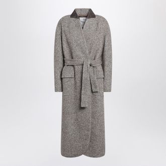 Brunello Cucinelli Brunello Cucinelli Brown Mélange Wool Blend Coat With Belt
