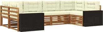vidaXL Conjunto De Sof&aacute;s De Exterior 6 Uds. Natural Y Crema Vidaxl