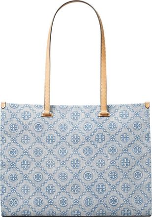 Tory Burch T Monogram Denim Tote in Powder Blue at Nordstrom