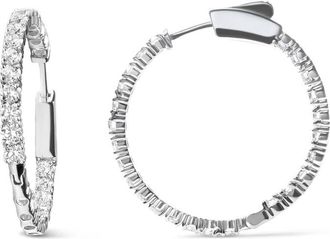 House of Brilliance 14K White Gold 1.0 Carat Inside Out Lab-grown diamond Fashion Hoop Earrings