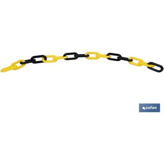 cofan Cadena De Pl&aacute;stico 8mm 30 Mts (amarillo/negro), Cadena De Polipropileno En Color Amarillo Y Negro, Apta Para Diversas Aplicaciones, Como Control De Mu