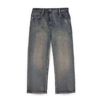 Fiorella Rubino Jeans, Dames, Blauw, 4Xl, Katoen, Wide-leg Cropped Jeans