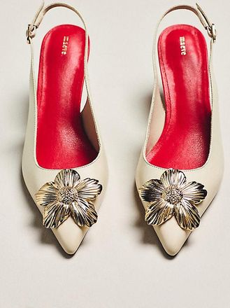 Maeve Flower Hardware Detail Slingback Heels