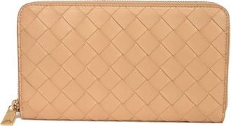 Bottega Veneta Beige Leather Long Wallet (Bi-Fold) (Pre-Owned)