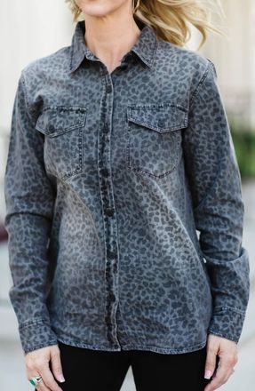 Sanctuary Boyfriend Forever Leopard Shirt In Grey Leopard