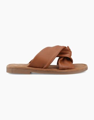 Hush Puppies Womens Hush Puppies AMY WIDE FIT Womens Cross Strap Sandals Tan - Brown - Size: 5