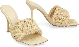 Bottega Veneta Womens Beige Raffia Mules